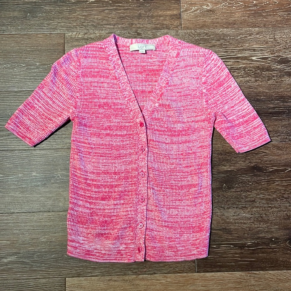 NWOT LOFT pink sweater quarter sleeves